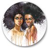 Designart 36-in H x 36-in W Portrait of Two Afro American Women - Modern Metal Circle Wall Art