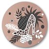 Designart 36-in H x 36-in W Leopard High-Heeled Shoes Tropical Leaves - Modern Metal Circle Art