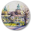 Designart 36-in H x 36-in W Castel Through The Trees of The Park - Country Metal Circle Art