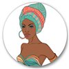 Designart 36-in H x 36-in W African American Woman with Earring and Turban - Modern Metal Circle Art