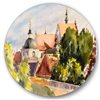 Designart 36-in H x 36-in W View of Old Polish City in Nature - Traditional Metal Circle Art