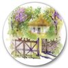 Designart 23-in H x 23-in W Painting of Rustic Cottage in The Woods - Traditional Metal Circle Art