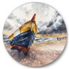 Designart 36-in H x 36-in W Wooden Boat on The Baltic Shores - Nautical Metal Circle Wall Art