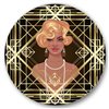 Designart 36-in H x 36-in W Retro Women in Golden Art Deco Geometrics III - Modern Metal Circle Art
