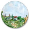 Designart 36-in H x 36-in W White House With Red Roof in The Countryside - Traditional Circle Metal Art