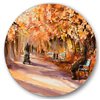 Designart 36-in H x 36-in W Road in The Park in Sunny Autumn Day - Country Metal Circle Art