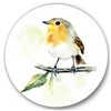 Designart 36-in H x 36-in W Little Robin Bird on A Branch - Traditional Metal Circle Wall Art