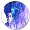 Designart 36-in H x 36-in W Glorious Blue Portrait of African American Woman - Modern Metal Circle Art