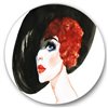 Designart 36-in H x 36-in W Red Head Lady in Hat Portrait of Woman - Modern Metal Circle Art