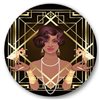 Designart 23-in H x 23-in W Retro Women in Golden Art Deco Geometrics I - Modern Metal Circle Art