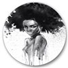Designart 36-in H x 36-in W Monochrome Portrait of African American Woman III - Modern Metal Circle Art