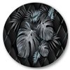 Designart 29-in H x 29-in W Black and Gold Tropical Leaves I - Modern Metal Circle Wall Art