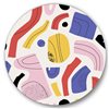 Designart Frameless 36-in x 36-in Organic and Elements in Red Yellow and Pink Modern Circle Wall Art