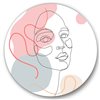 Designart Frameless 23-in x 23-in One Line Drawing of Young Woman in Pastel Tones Modern Circle Wall Art