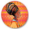 Designart Frameless 23-in x 23-in Portrait of Afro-American Woman with Turban I Modern Circle Wall Art