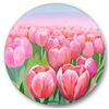 Designart Frameless 23-in x 23-in Field of Pink Tulips Traditional Metal Circle Wall Art