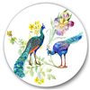 Designart Frameless 36-in x 36-in Peacocks and Iris Flowers Traditional Metal Circle Wall Art
