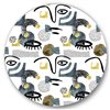 Designart Frameless 29-in x 29-in Collage of Eyes and Doodles in Style I Modern Metal Circle Wall Art