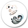 Designart Frameless 36-in x 36-in Little Penguin with Stars and Planets I Metal Circle Wall Art