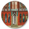 Designart Frameless 29-in x 29-in Red Facade of Shop in Paris II French Country Metal Circle Wall Art