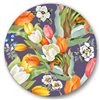 Designart Frameless 36-in x 36-in Blooming White and Orange Tulips VI Traditional Metal Circle Wall Art