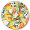 Designart Frameless 29-in x 29-in Blooming White and Orange Tulips I Traditional Metal Circle Wall Art