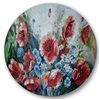 Designart Frameless 23-in x 23-in Retro Bouquet of Poppies Traditional Metal Circle Wall Art