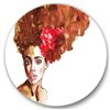Designart Frameless 29-in x 29-in Portrait of Young Afro-American Woman II Modern Metal Circle Wall Art