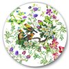 Designart Frameless 36-in x 36-in Tropical Birds with on Blooming Tree Traditional Metal Circle Wall Art