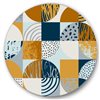 Designart Frameless 36-in x 36-in Retro Semicircles Circles and Squares Modern Metal Circle Wall Art