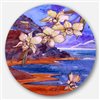 Designart 11-in 11-in White Orchid with Sea' Floral Circle Metal Wall Art