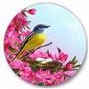 Designart 36-in 36-in Little Yellow Bird Near the Nest with Flowers Traditional