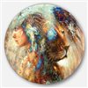 Designart 11-in 11-in indian Woman Collage with Lion' indian Artwork' Metal Circle Art