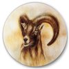 Designart 36-in 36-in Portrait of Wild Ram with Mighty Horns I Modern Metal Circle Art