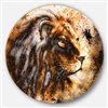 Designart 11-in 11-in Lion Collage' Animal Circle Metal Wall Art