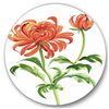 Designart 36-in 36-in Vintage Orange Chrysanthemum Flower Traditional Metal Circle Art
