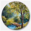 Designart 36-in 36-in Summer Forest with Beautiful River' Landscape Circle Metal Wall Art