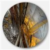 Designart 23-in x 23-in Fractal Yellow Connected Stripes Abstract Circle Metal Wall Art
