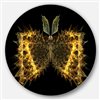 Designart 23-in x 23-in Golden Fractal Butterfly in Dark Abstract Circle Metal Wall Art