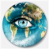 Designart 11-in x 11-in Planet Earth and Blue Eye Abstract Circle Metal Wall Art