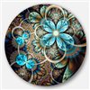 Designart 36-in x 36-in Colourful Fractal Flowers with Blue Shade Circle Metal Arts