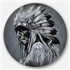 Designart 36-in x 36-in American Indian Tattoo Art Portrait Circle Metal Wall Art