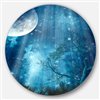 Designart 23-in x 23-in Big Moon in Blue Forest Landscape Circle Metal Wall Art