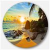 Designart 36-in x 36-in Sunset in Tropical Beach Landscape Circle Metal Wall Art