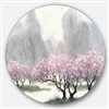 Designart 11-in x 11-in Flowering Trees at Spring Landscape Circle Metal Wall Art