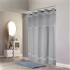 Hookless 74-in x 71-in Polyester White/Grey Solid Shower Curtain