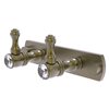 Allied Brass Carolina Crystal 2-Hook Antique Brass Towel Hook