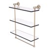 Allied Brass Carolina Crystal Collection 16-in Triple Glass Shelf with Towel Bar - Antique Pewter
