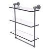 Allied Brass Carolina Crystal Collection 16-in Triple Glass Shelf with Towel Bar - Matte Gray