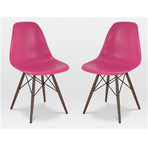 Plata Import Eames Style Side Dining Chair with Gold Legs Eiffel Dining Room Chair in Pink